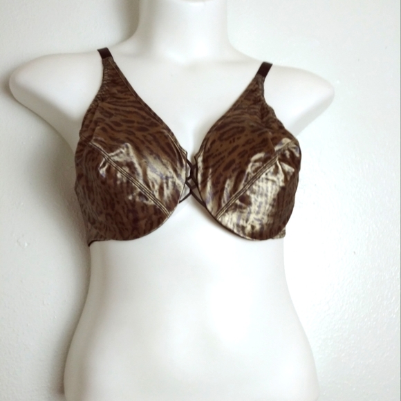Bra Underwire Full Coverage Size 40D Animal Print Black - Picture 1 of 9